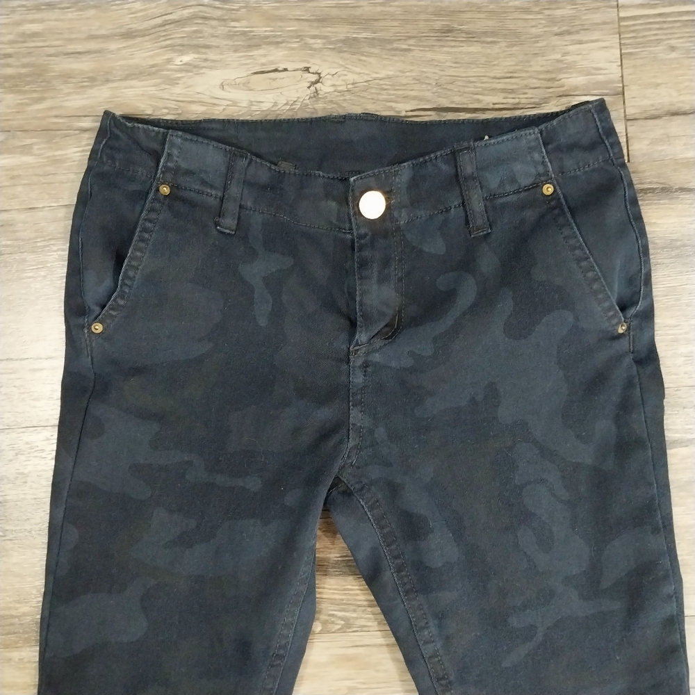 Zara Womens Camo Skinny Stretch Slim Fit Jeans Size 4 Black Blue Pants
